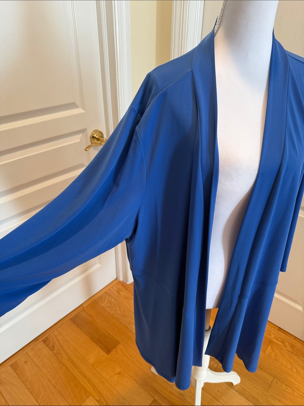 Susan Graver Open-Front Draped Cardigan - Royal Blue - Picture 8 of 13